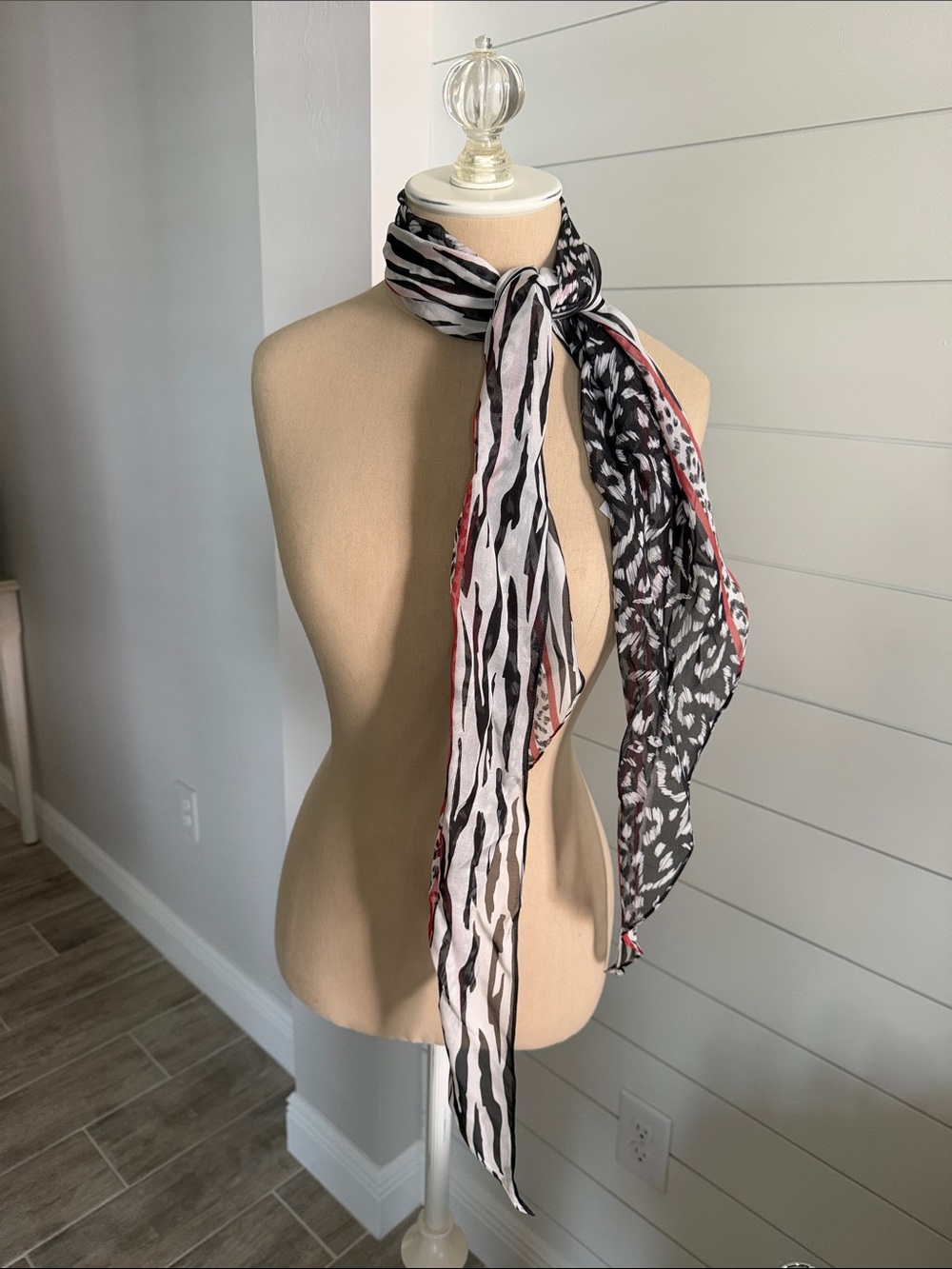 Cabi Fable Lightweight Black & White Animal Print Neck Scarf